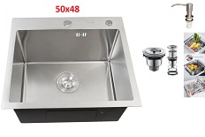 Кухонная врезная мойка Grassi (50X48) никель