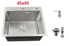 2566 Кухонная врезная мойка Grassi (45X45) никель