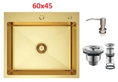 1954 Кухонная врезная мойка Grassi (60X45) матовое золото