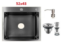 2572 სამზარეულოს ნიჟარა Grassi (52X43) შავი