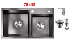 4235 სამზარეულოს ნიჟარა Grassi (75X45) შავი