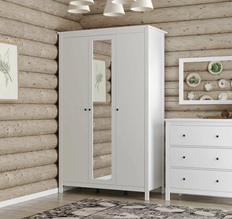 კარადა 3-კარიანი სარკით SAGA თეთრი