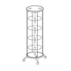 მრგვალი ვიტრინა მბრუნავი თაროებით As64.021-02 მქრქალი მინანქარი