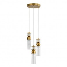 8276/3A მოდერნი სპილენძის/გამჭვირვალე, ლითონის/მინის სუსპენზია E14 3*40W 220V დენვერი
