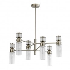 8277/6 მოდერნი ატლასის ნიკელი/გამჭვირვალე, ლითონის/მინის ჭაღები E14 6*40W 220V დენვერი