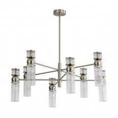 8277/8 მოდერნი ატლასის ნიკელი/გამჭვირვალე, ლითონი/მინის E14 8*40W 220V დენვერი