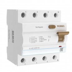 ნარჩენი დენის მოწყობილობა Werkel 3P+N 40A 30mA AC 6kA W914P406 4690389193170