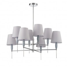 8279/8 Classi Chrome/Grey, Metal/Ceramics/Textile Chandelier E14 8*40W 220V KARMEN