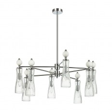 8268/8 Neoclassi Chrome/თეთრი/გამჭვირვალე, ლითონი/კერამიკა/მინის ჭაღები E14 8*40W 220V ემილი