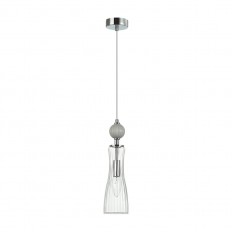 8269/1A Neoclassi Chrome/Grey/გამჭვირვალე, ლითონი/კერამიკა/მინის სუსპენზია E14 1*40W 220V ემილი