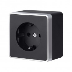 Розетка Werkel W5071034 черный с серебром